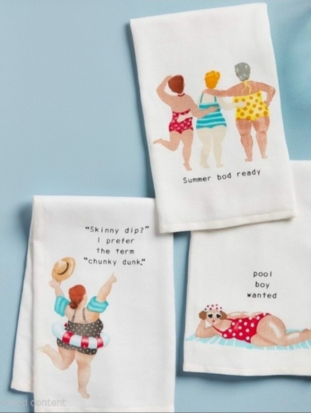 Curvy Girl Beach-Themed Kitchen Towels Price Per Towel